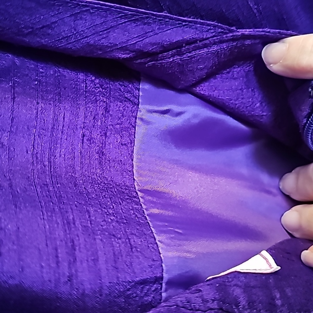 LulaKate Women's Silk Front Ruffled Purple Semi-formal Dress - Picture 6 of 7